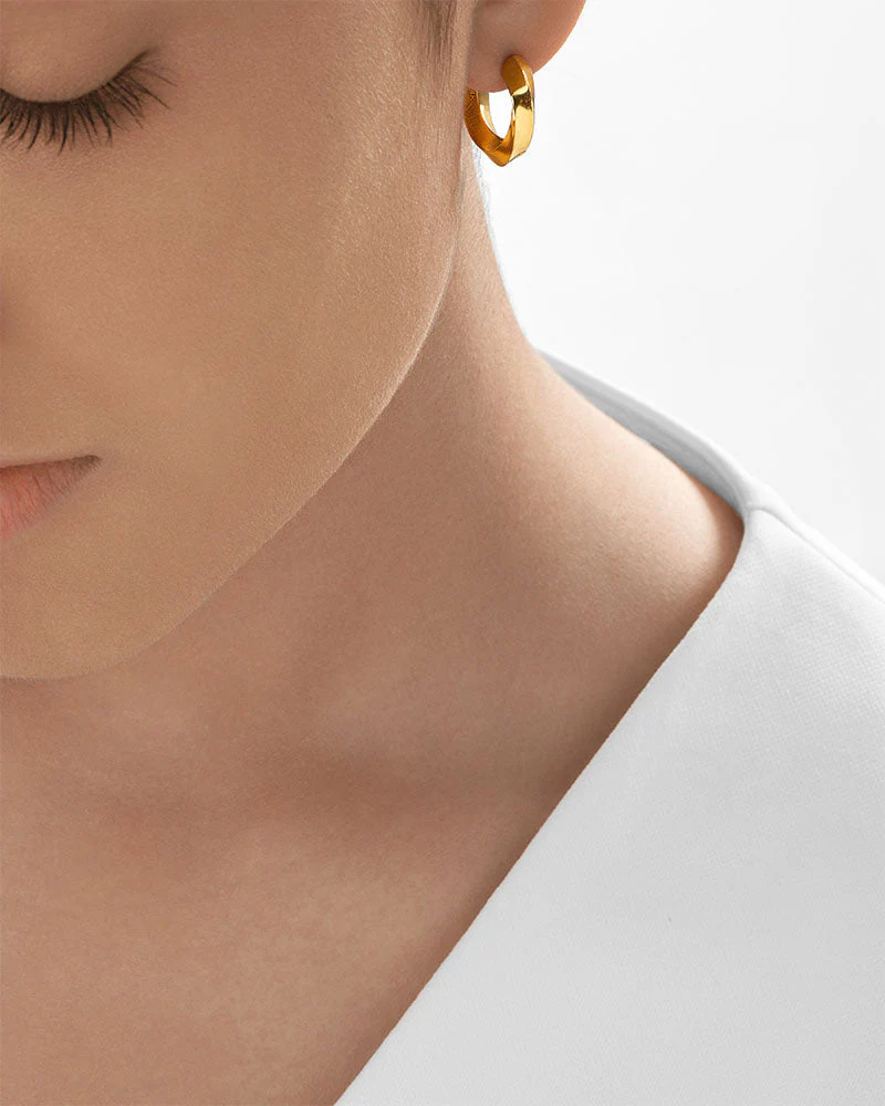 24Kt Gold Chunky Twist Hoop Earrings - Image 3