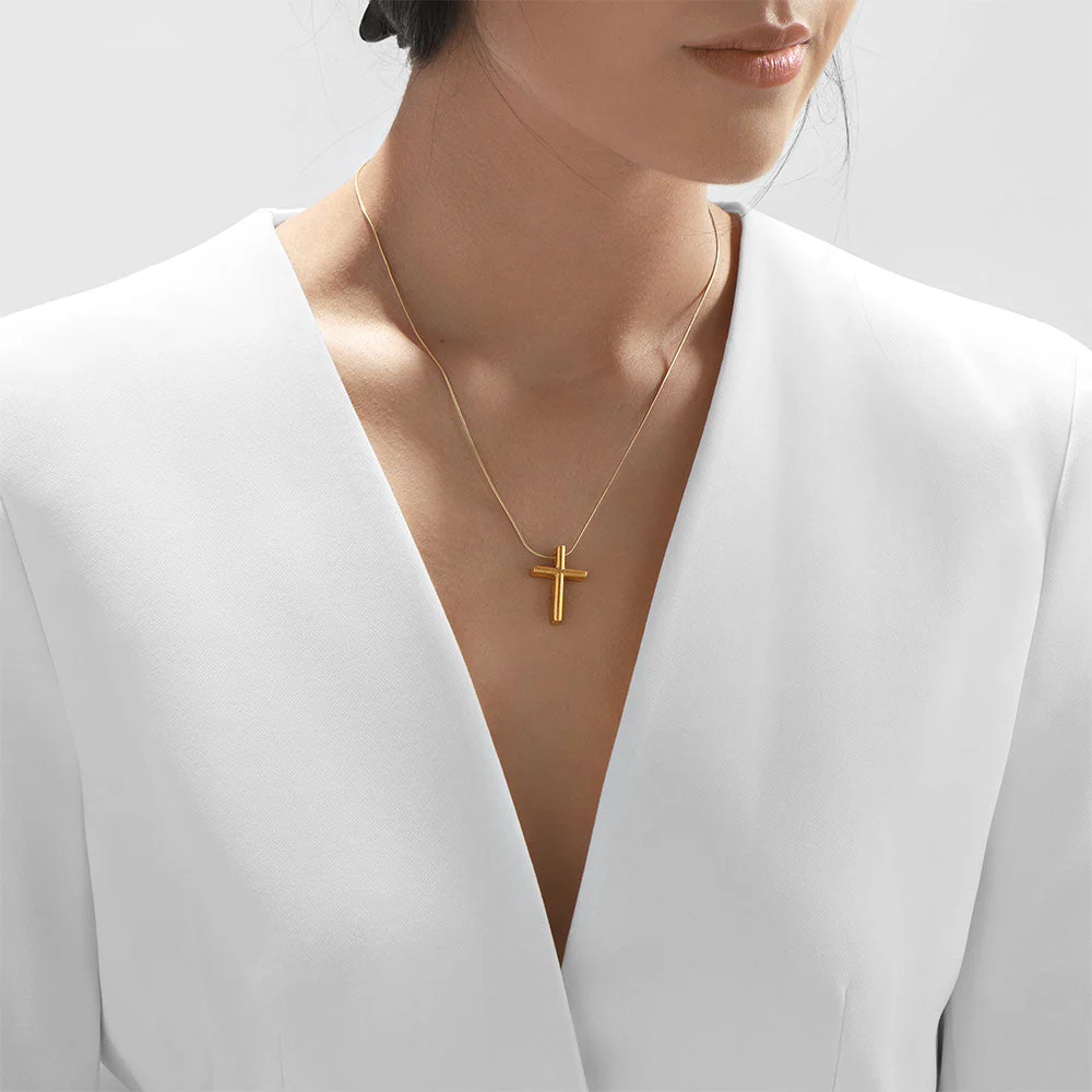 24Kt Gold Classic Cross Pendant - Image 3