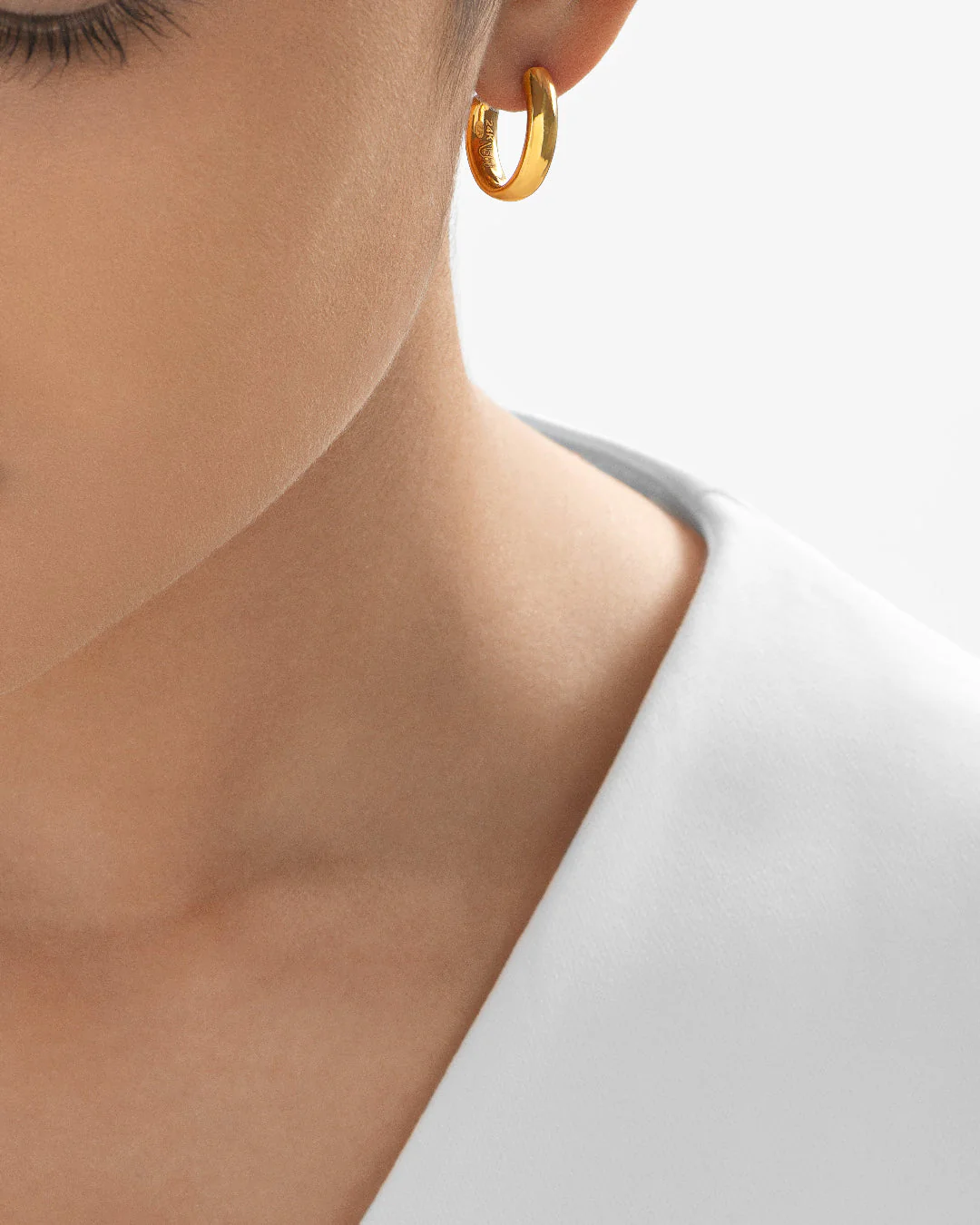 24Kt Gold Classic Slender Hoop Earrings - Image 3