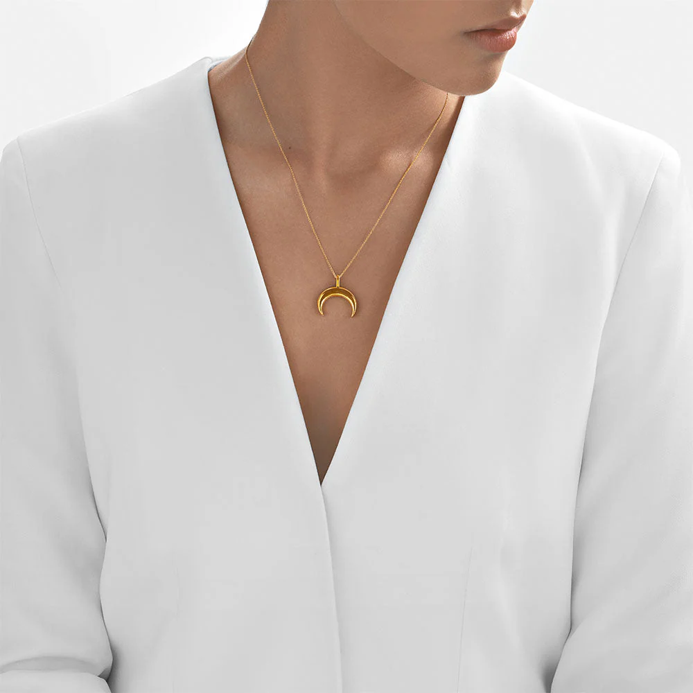 24Kt Gold Crescent Moon Pendant - Image 3