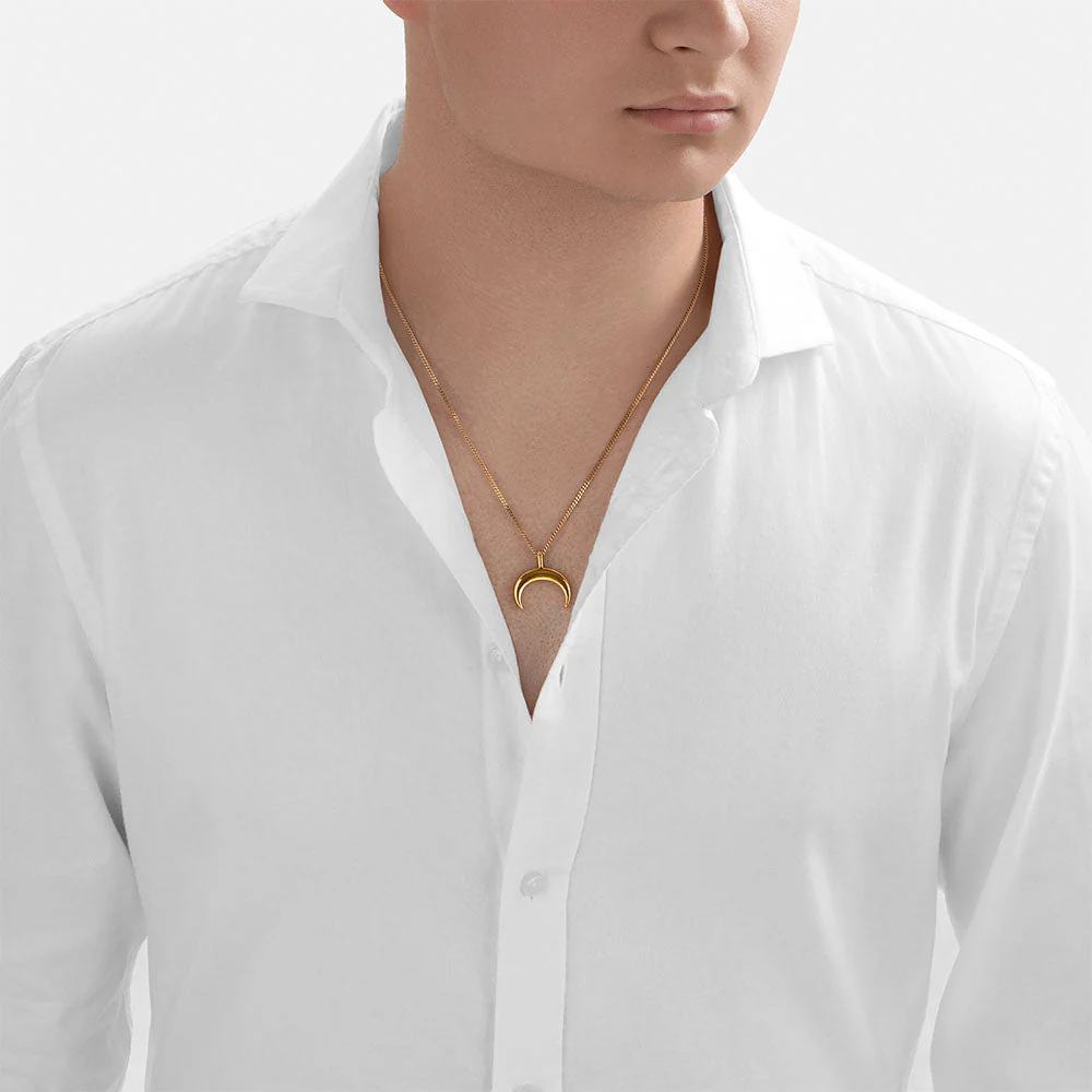 24Kt Gold Crescent Moon Pendant - Image 4
