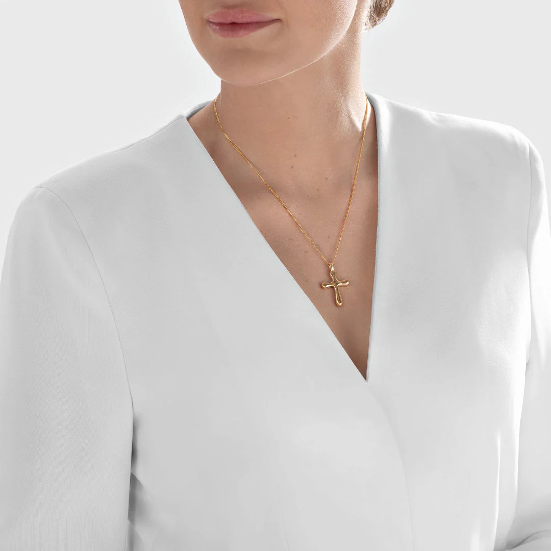24Kt Gold Rounded Cross Pendant - Image 3